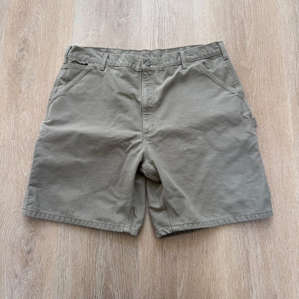 Carhartt B25-DES Original Fit Shorts Mens 40 Grey Brown Canvas Carpenter Utility